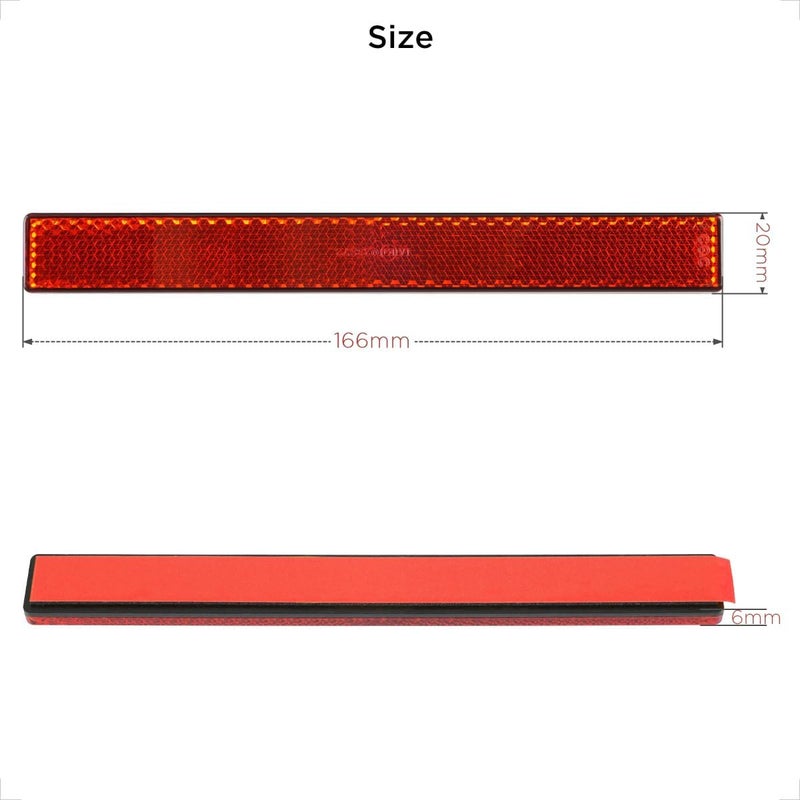 evermotor 4 PCS Stick-on Rectangular Red Safety Reflectors: 6.53 Inch Reflective Strips Motorcycle Stickers for Mailbox, Golf Cart, Trailer, Driveway, Door, Moped - Image 2